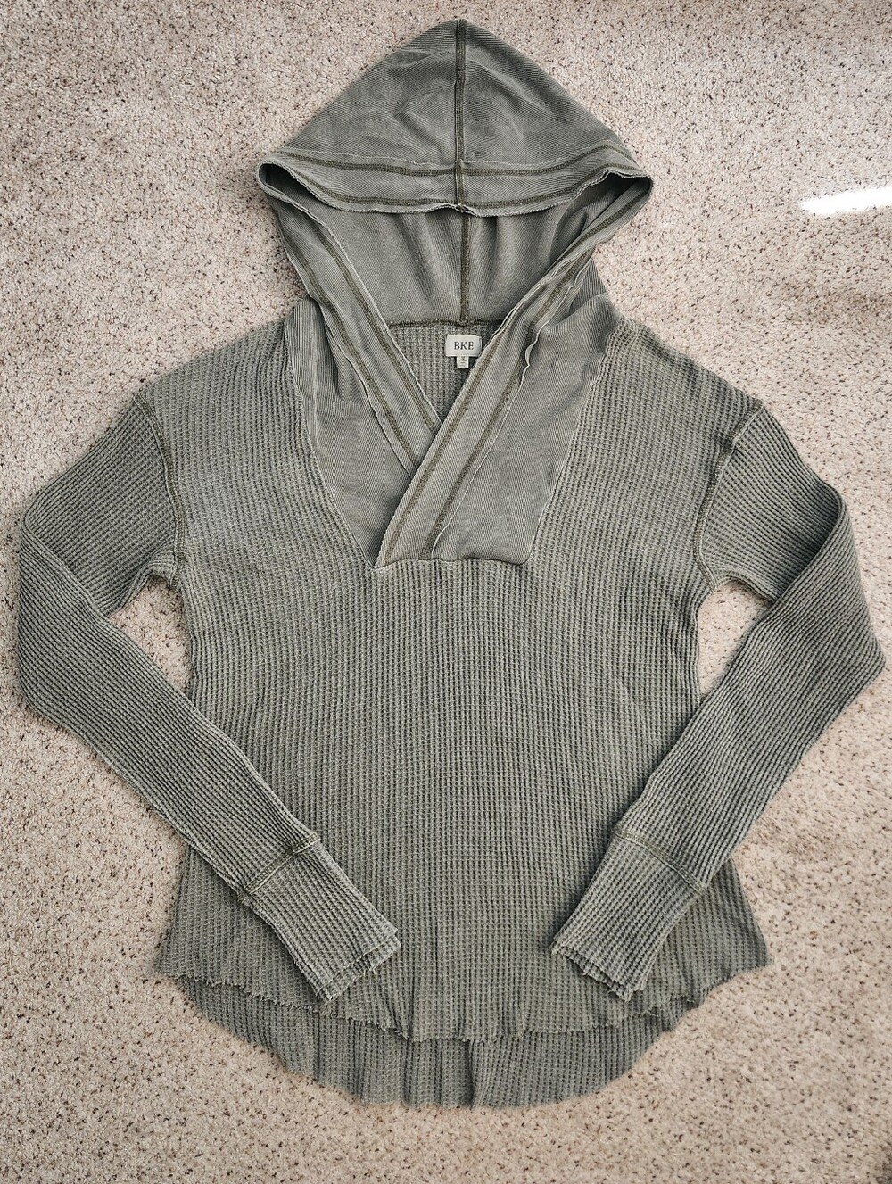 BKE Olive Green Ribbed Long Sleeve